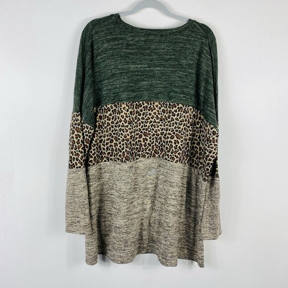 Umgee Size XL Heathered Colorblock Twist Knot Tunic Top - Picture 3 of 5